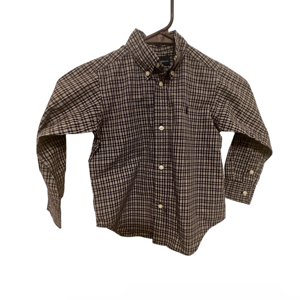 Ralph Lauren Classic Purple Checkered Kids long sleeve shirt preowned size 3T